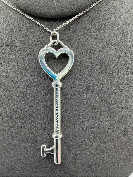 Tiffany & Co. Jewelry - Tiffany & Co. Silver Heart Key Pendant Necklace with Signature Blue Pouch